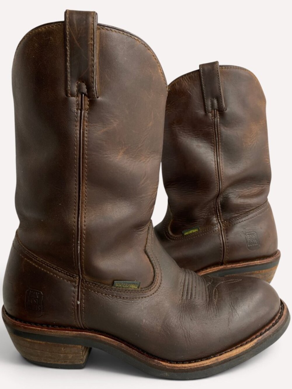 Dan Post Waterproof Western Work Cowboy Boots Brown Leather Men's 10.5 D